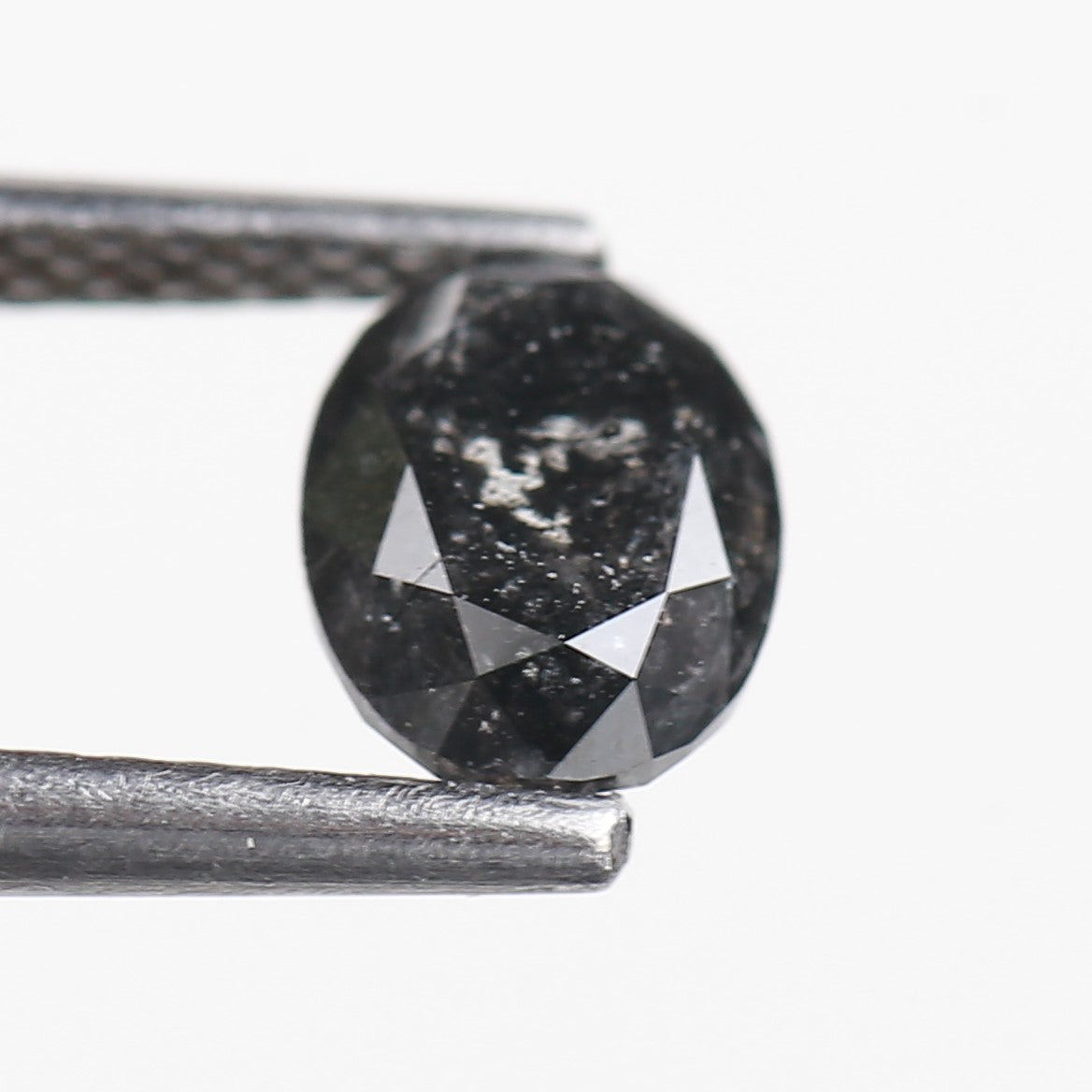 1.06 Ct. Oval Rose Cut Salt and Pepper Fancy Black Color Natural Diamond 6.65 mm
