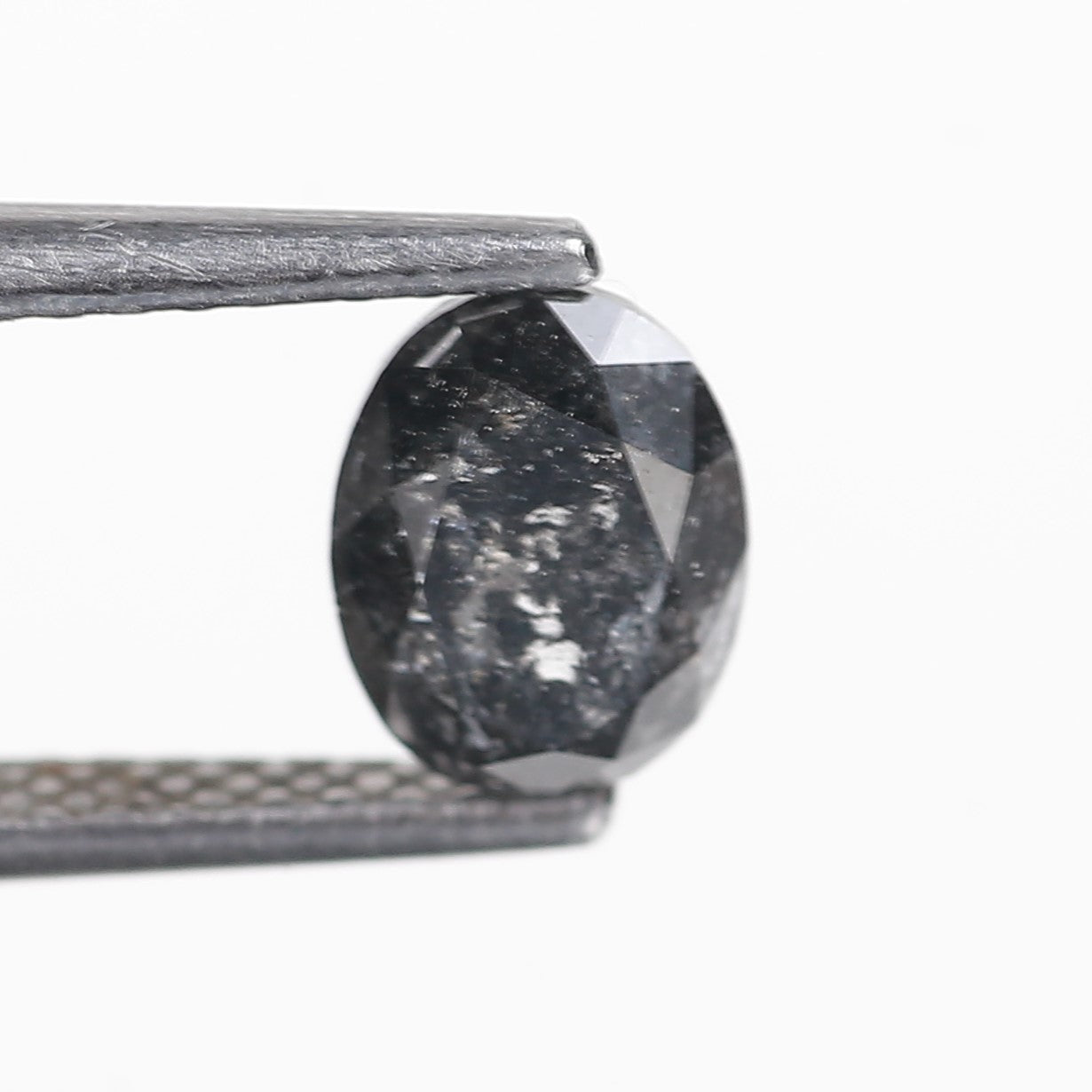 1.06 Ct. Oval Rose Cut Salt and Pepper Fancy Black Color Natural Diamond 6.65 mm