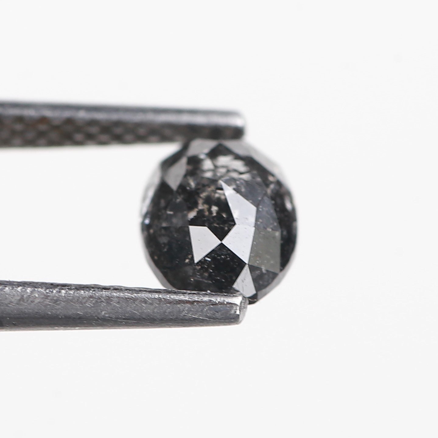 1.06 Ct. Oval Rose Cut Salt and Pepper Fancy Black Color Natural Diamond 6.65 mm