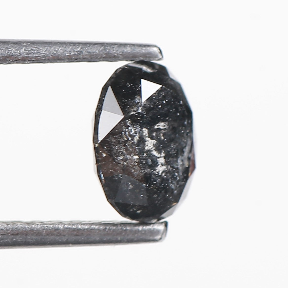 1.06 Ct. Oval Rose Cut Salt and Pepper Fancy Black Color Natural Diamond 6.65 mm