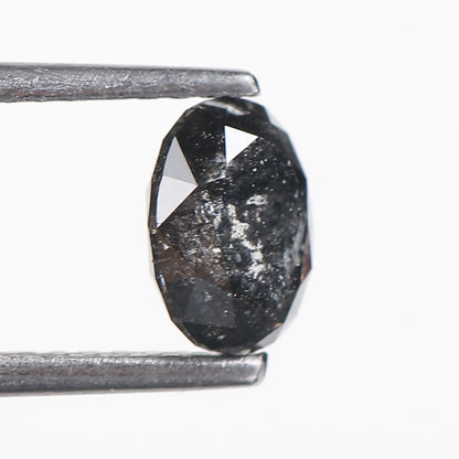 1.06 Ct. Oval Rose Cut Salt and Pepper Fancy Black Color Natural Diamond 6.65 mm