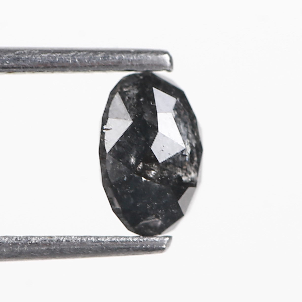 1.06 Ct. Oval Rose Cut Salt and Pepper Fancy Black Color Natural Diamond 6.65 mm