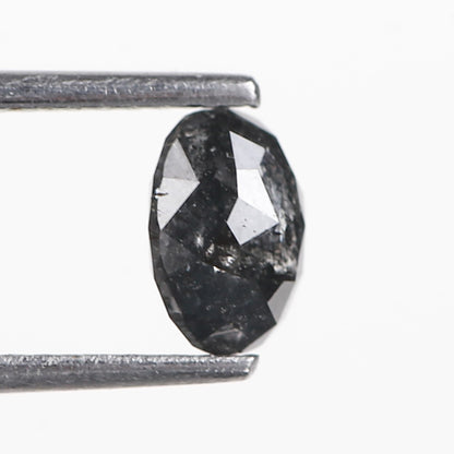 1.06 Ct. Oval Rose Cut Salt and Pepper Fancy Black Color Natural Diamond 6.65 mm