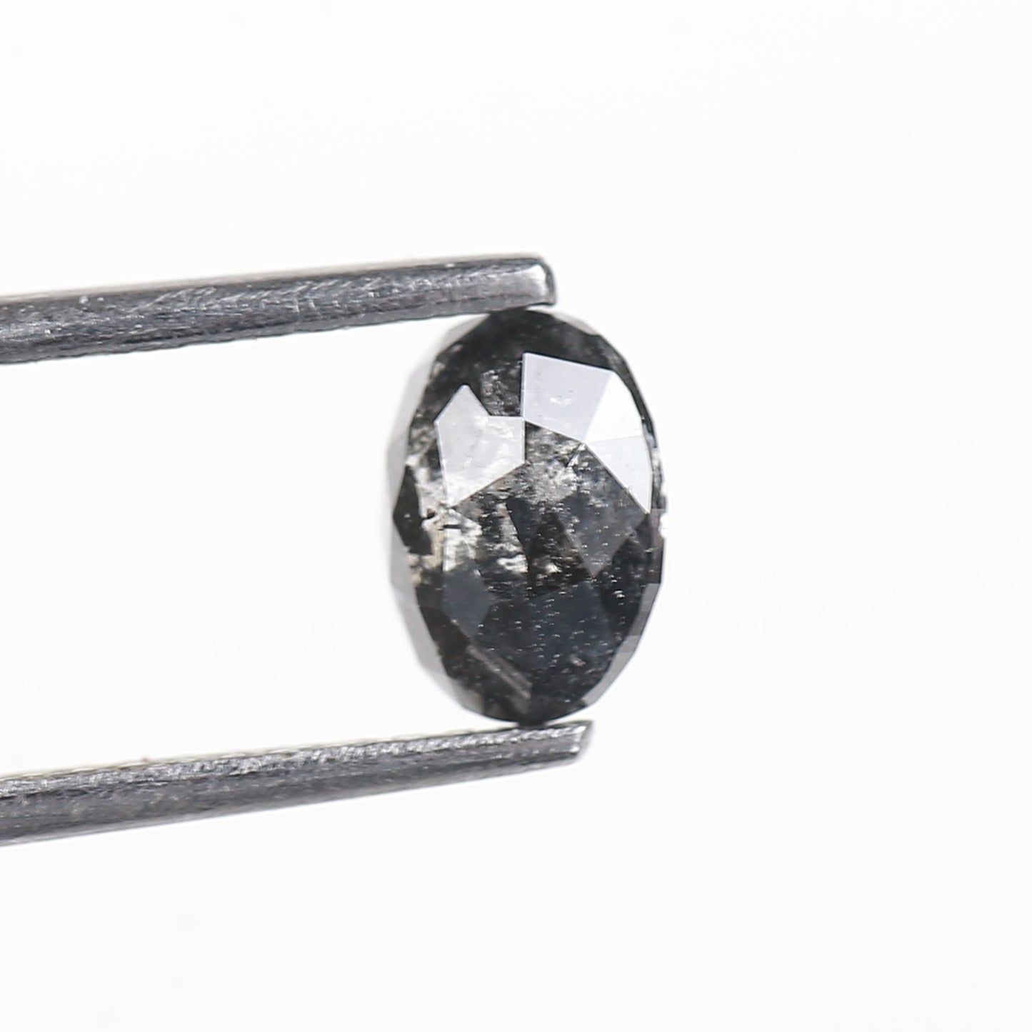 1.06 Ct. Oval Rose Cut Salt and Pepper Fancy Black Color Natural Diamond 6.65 mm