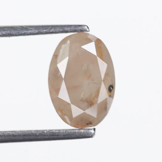 1.81 Ct. Oval Rose Cut Salt and Pepper Fancy Gray Peach Natural Diamond 8.61 mm