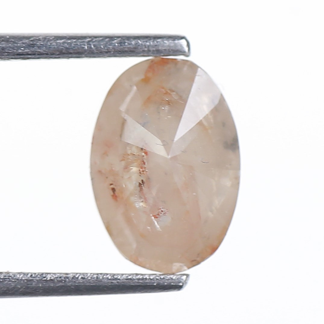 1.81 Ct. Oval Rose Cut Salt and Pepper Fancy Gray Peach Natural Diamond 8.61 mm
