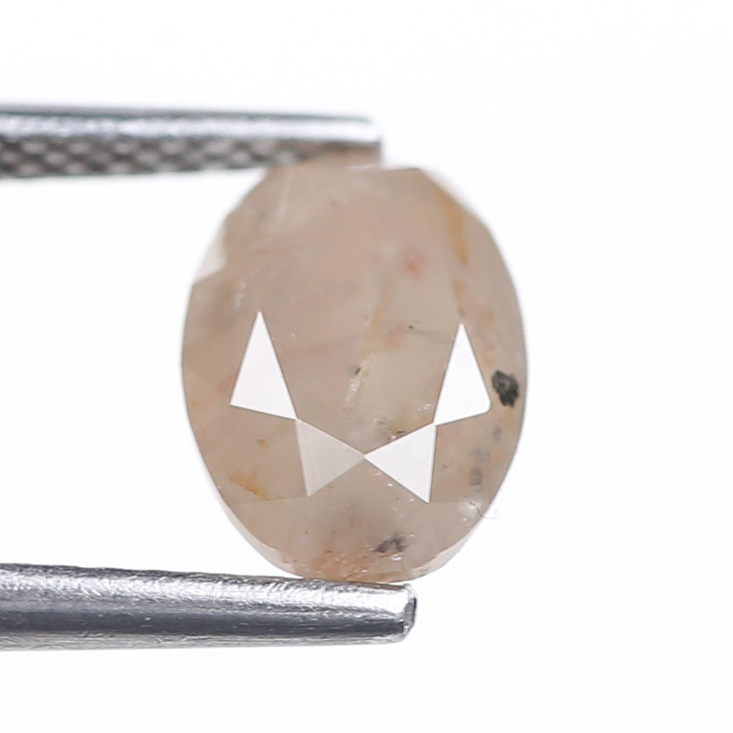 1.81 Ct. Oval Rose Cut Salt and Pepper Fancy Gray Peach Natural Diamond 8.61 mm