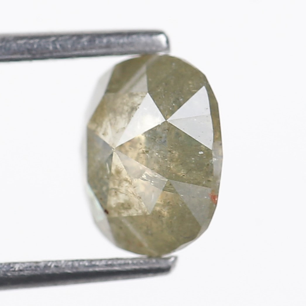 1.08 Ct. Oval Rose Cut Salt and Pepper Fancy Green Color Natural Diamond 7.20 mm (Copy)