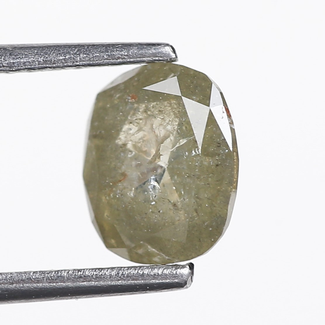 1.08 Ct. Oval Rose Cut Salt and Pepper Fancy Green Color Natural Diamond 7.20 mm (Copy)