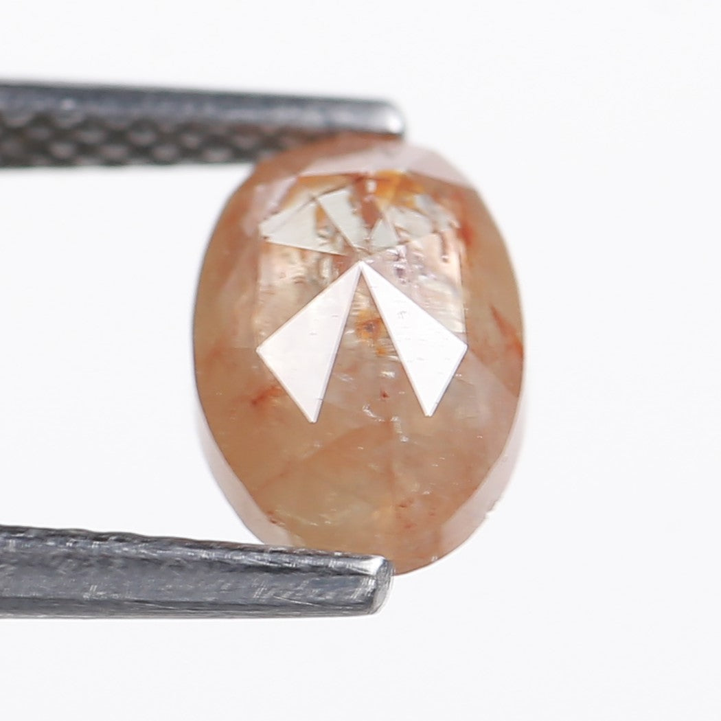 1.11 Ct. Oval Rose Cut Salt and Pepper Fancy Orange Color Natural Diamond 7.74 mm