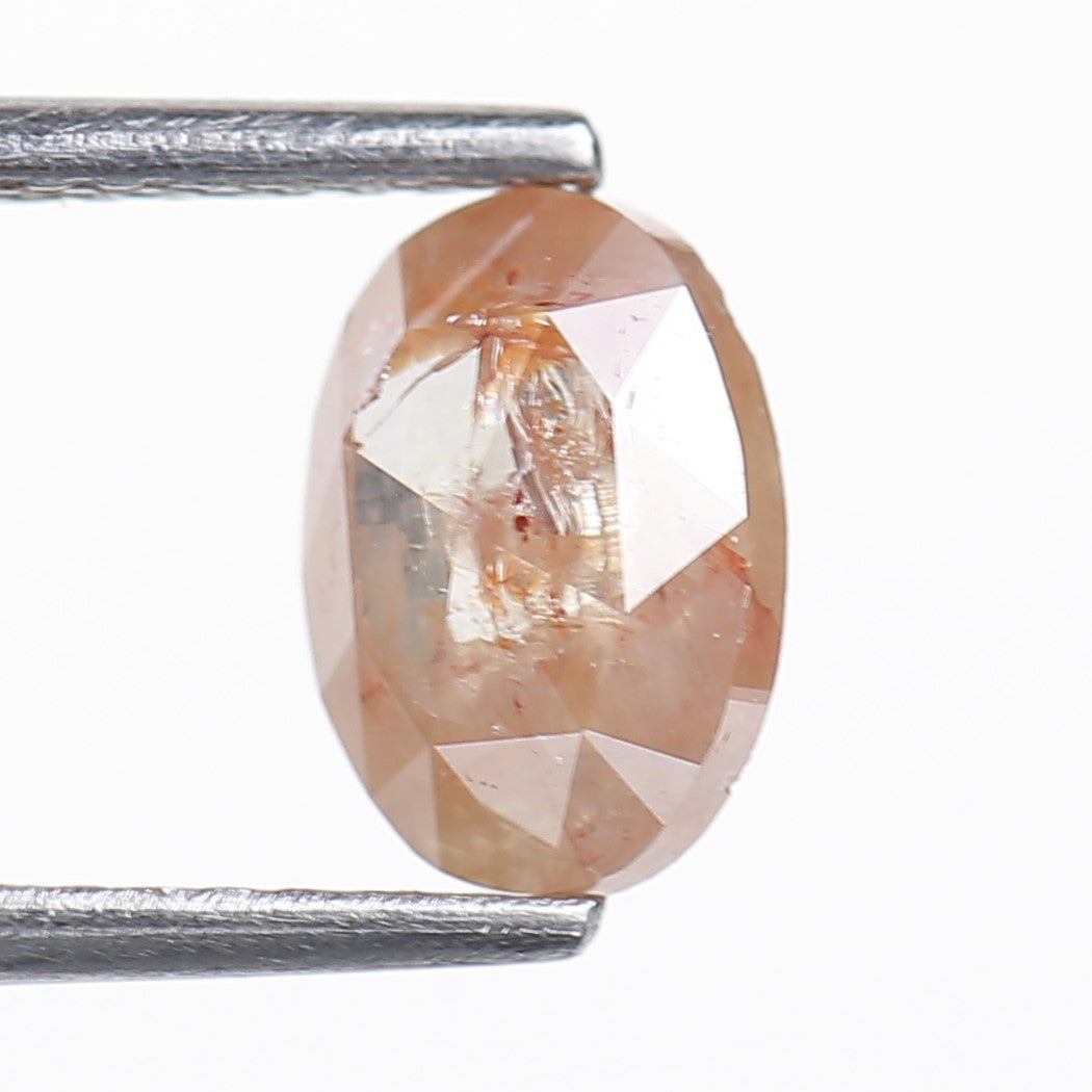1.11 Ct. Oval Rose Cut Salt and Pepper Fancy Orange Color Natural Diamond 7.74 mm