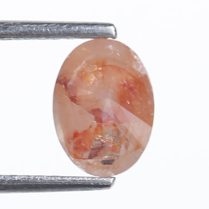 1.18 Ct. Oval Rose Cut Salt and Pepper Fancy Orange Red Natural Diamond 7.78 mm