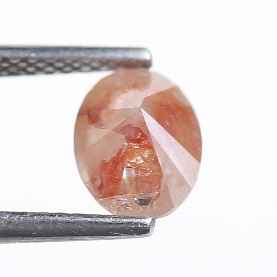 1.18 Ct. Oval Rose Cut Salt and Pepper Fancy Orange Red Natural Diamond 7.78 mm