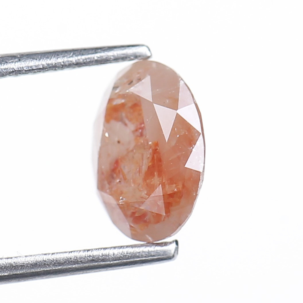 1.18 Ct. Oval Rose Cut Salt and Pepper Fancy Orange Red Natural Diamond 7.78 mm