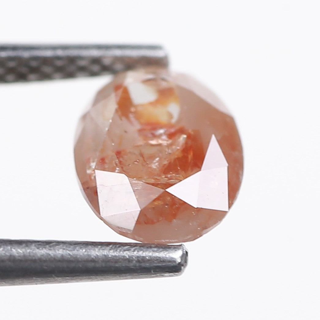1.18 Ct. Oval Rose Cut Salt and Pepper Fancy Orange Red Natural Diamond 7.78 mm