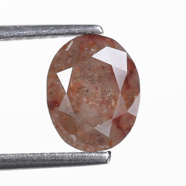 1.74 Ct.Oval Brilliant Cut Salt and Pepper Fancy Red Color Natural Diamond 7.96 mm