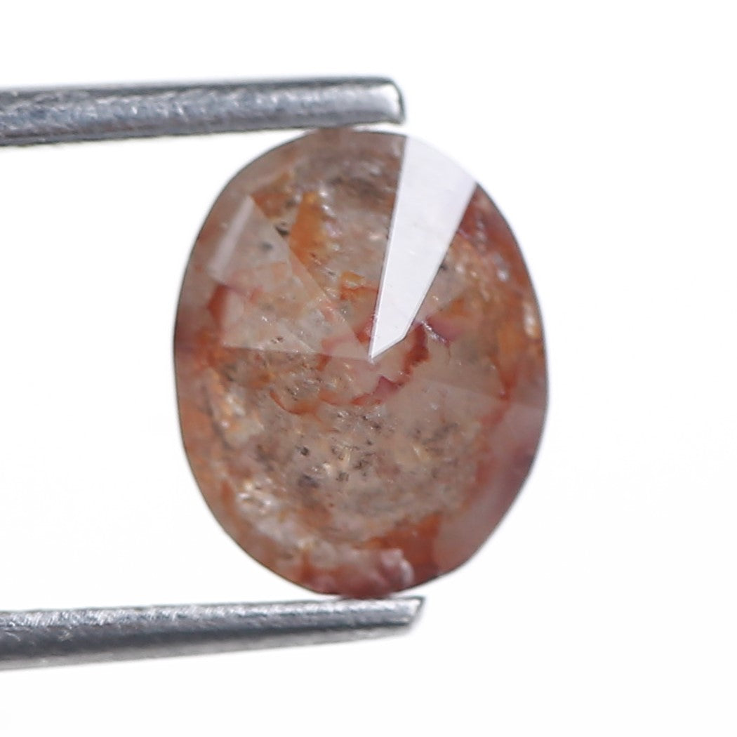 1.74 Ct.Oval Brilliant Cut Salt and Pepper Fancy Red Color Natural Diamond 7.96 mm