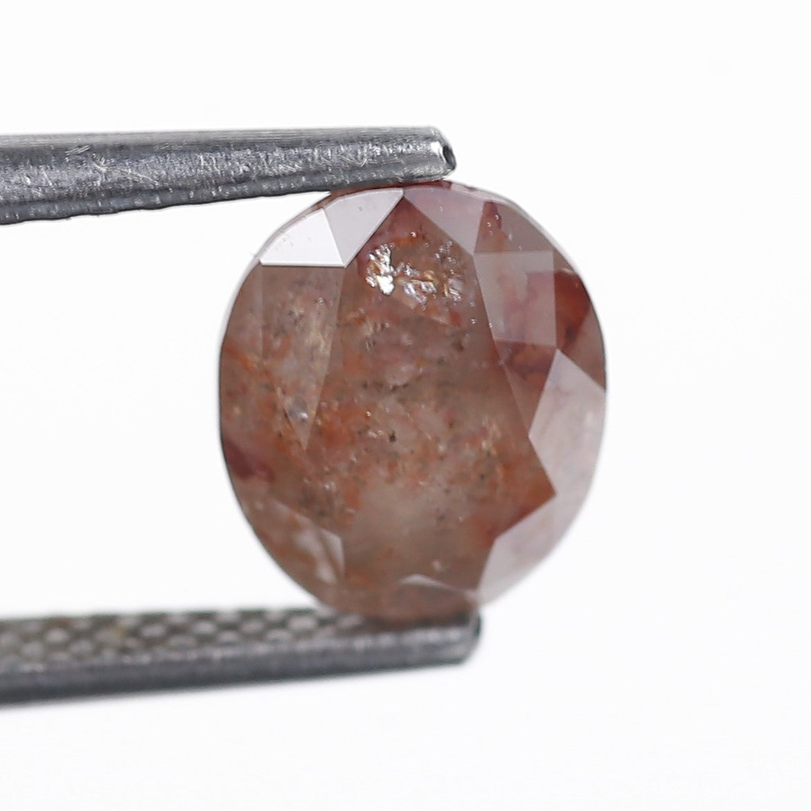 1.74 Ct.Oval Brilliant Cut Salt and Pepper Fancy Red Color Natural Diamond 7.96 mm