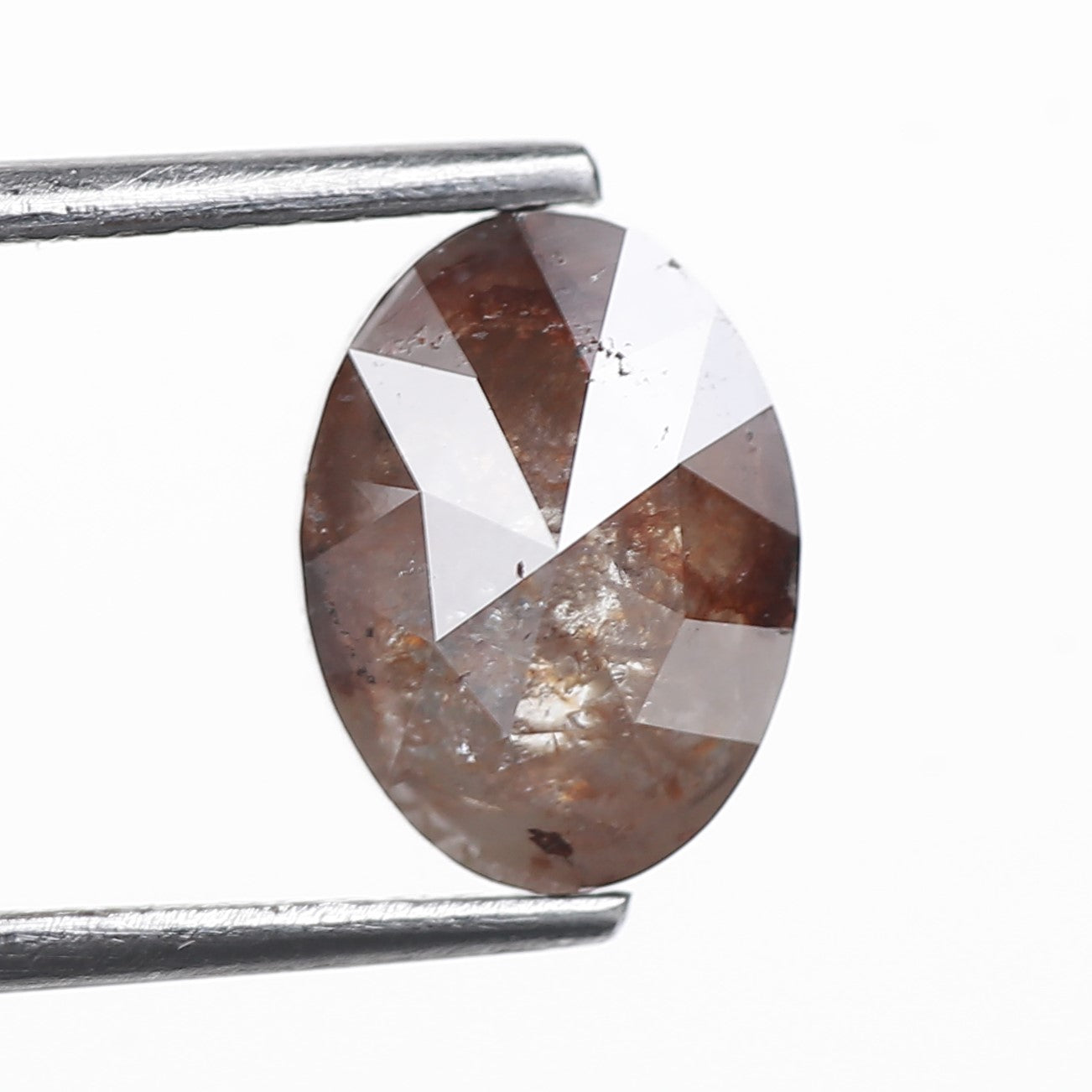 2.20 Ct. Oval Rose Cut Salt and Pepper Fancy Brown Gray Natural Diamond 9.16 mm