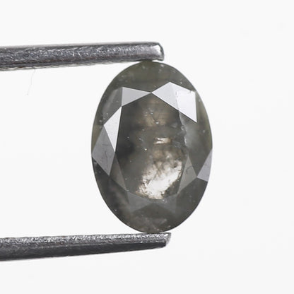 1.04 Ct. Oval Rose Cut Salt and Pepper Fancy Gray Natural Diamond 7.90 mm