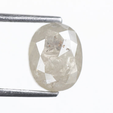 2.04 Ct. Oval Rose Cut Salt and Pepper Fancy Icy Gray Color Natural Diamond 8.54 mm