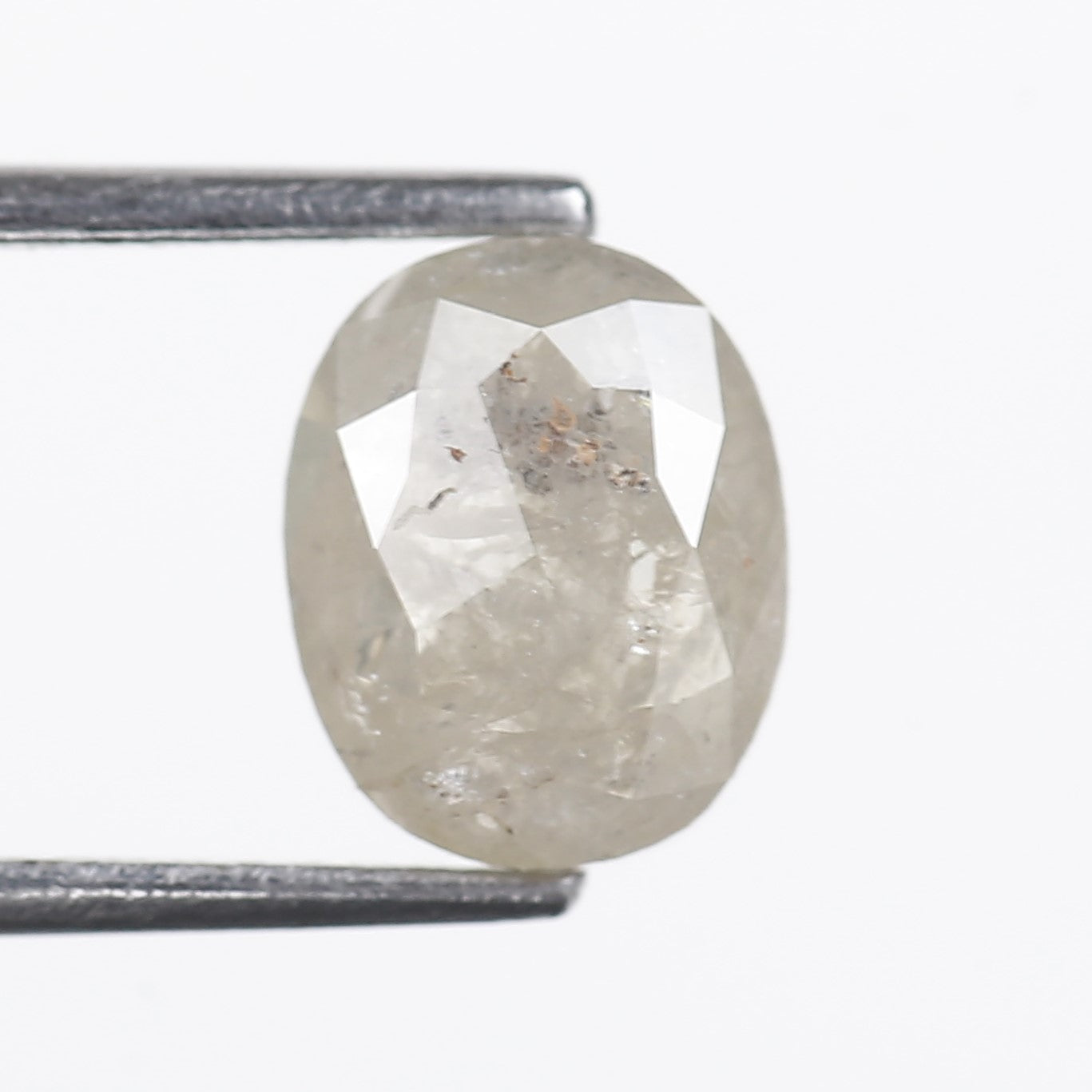 2.04 Ct. Oval Rose Cut Salt and Pepper Fancy Icy Gray Color Natural Diamond 8.54 mm