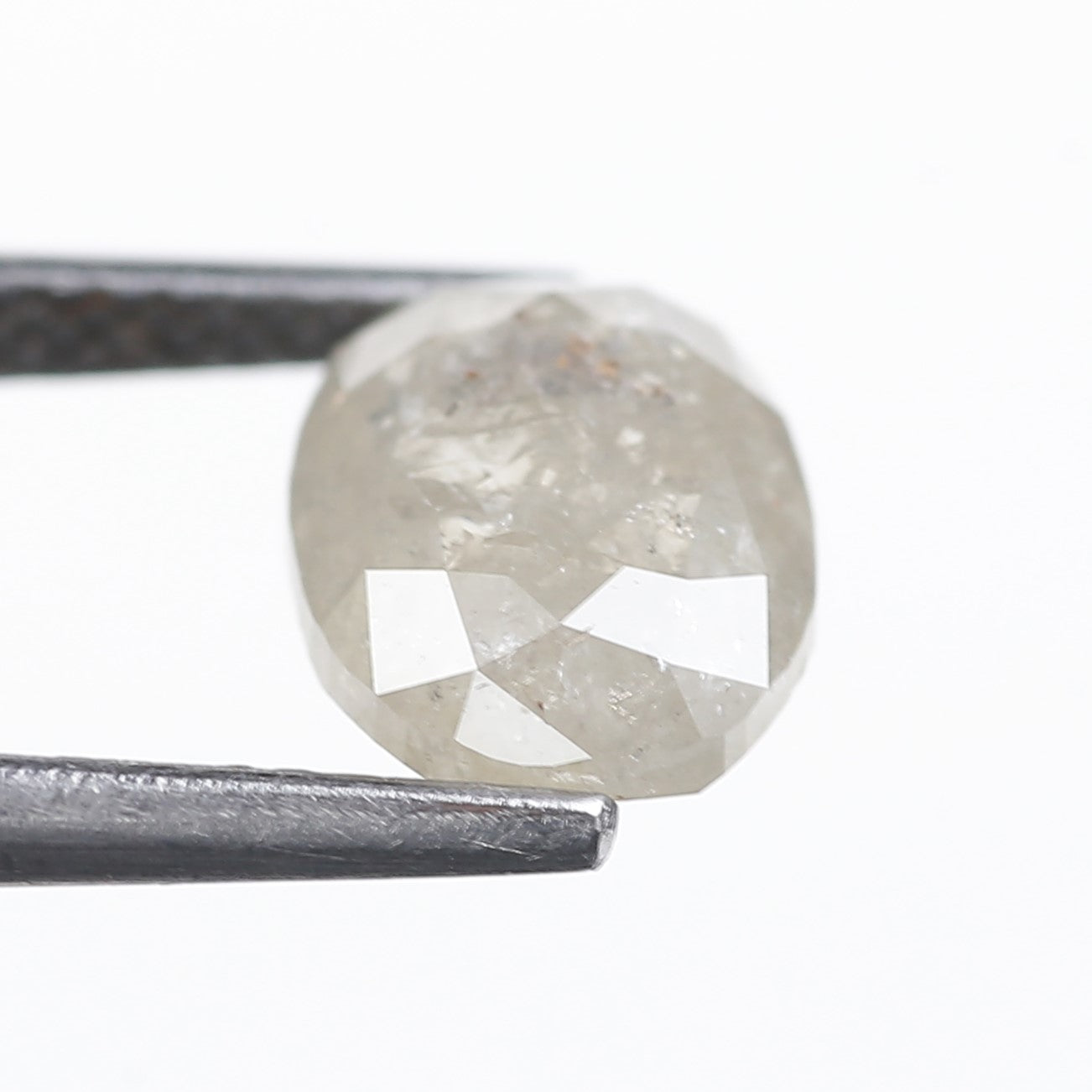 2.04 Ct. Oval Rose Cut Salt and Pepper Fancy Icy Gray Color Natural Diamond 8.54 mm