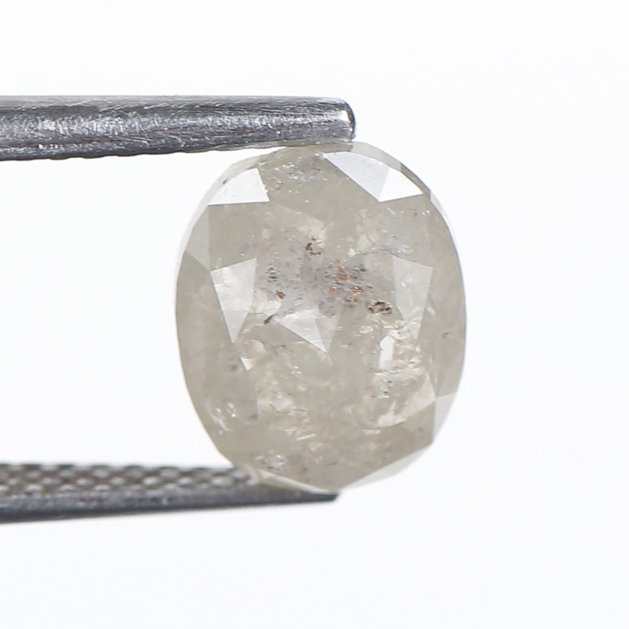 2.04 Ct. Oval Rose Cut Salt and Pepper Fancy Icy Gray Color Natural Diamond 8.54 mm