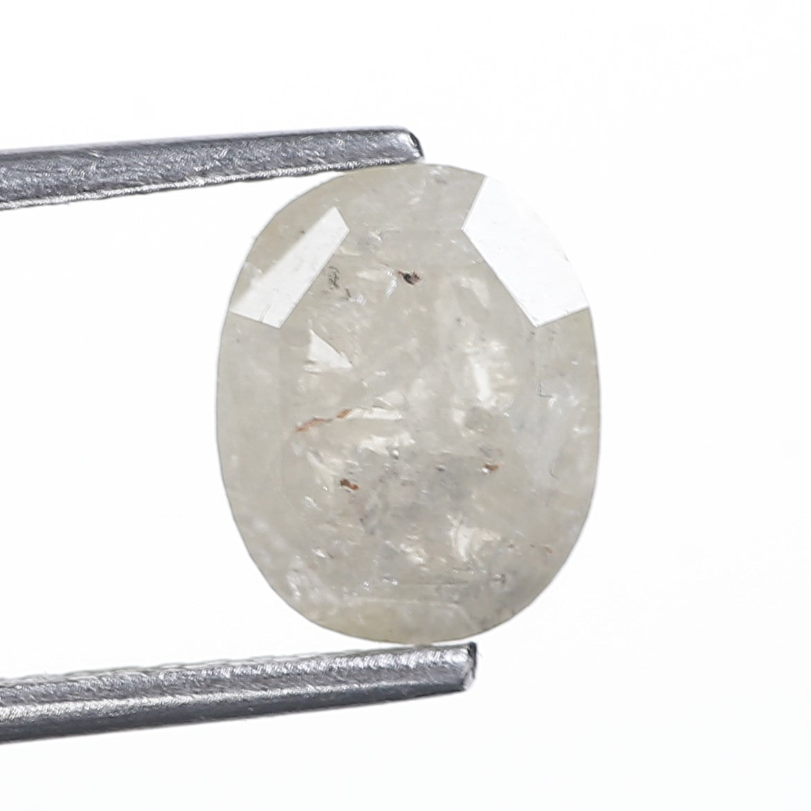 2.04 Ct. Oval Rose Cut Salt and Pepper Fancy Icy Gray Color Natural Diamond 8.54 mm