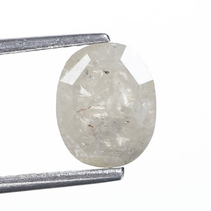 2.04 Ct. Oval Rose Cut Salt and Pepper Fancy Icy Gray Color Natural Diamond 8.54 mm
