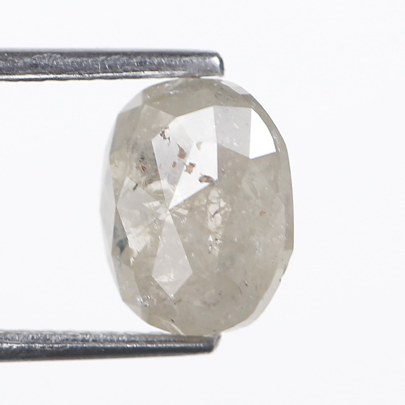 2.04 Ct. Oval Rose Cut Salt and Pepper Fancy Icy Gray Color Natural Diamond 8.54 mm