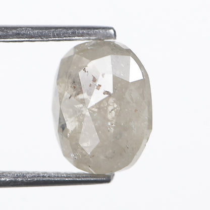 2.04 Ct. Oval Rose Cut Salt and Pepper Fancy Icy Gray Color Natural Diamond 8.54 mm