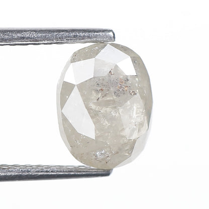 2.04 Ct. Oval Rose Cut Salt and Pepper Fancy Icy Gray Color Natural Diamond 8.54 mm