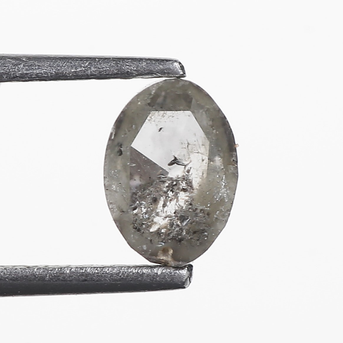 1.14 Ct. Oval Rose Cut Salt and Pepper Fancy Gray Icy Color Natural Diamond 6.7 mm