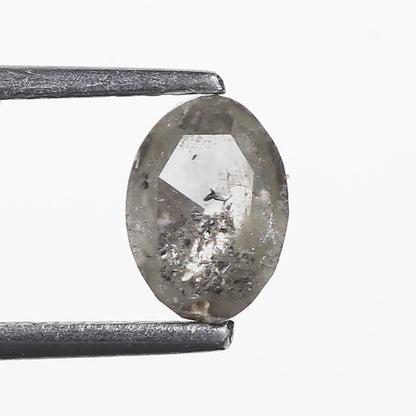 1.14 Ct. Oval Rose Cut Salt and Pepper Fancy Gray Icy Color Natural Diamond 6.7 mm