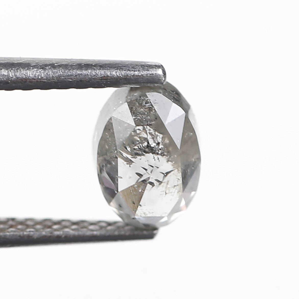 1.14 Ct. Oval Rose Cut Salt and Pepper Fancy Gray Icy Color Natural Diamond 6.7 mm