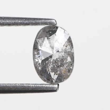0.56 Ct. Oval Rose Cut Salt and Pepper Fancy Gray Natural Diamond 6.24 mm