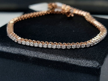 14Kt. Yellow Gold Majestic Precious Round Lab Diamond 7 Inch Long Tennis Bracelet