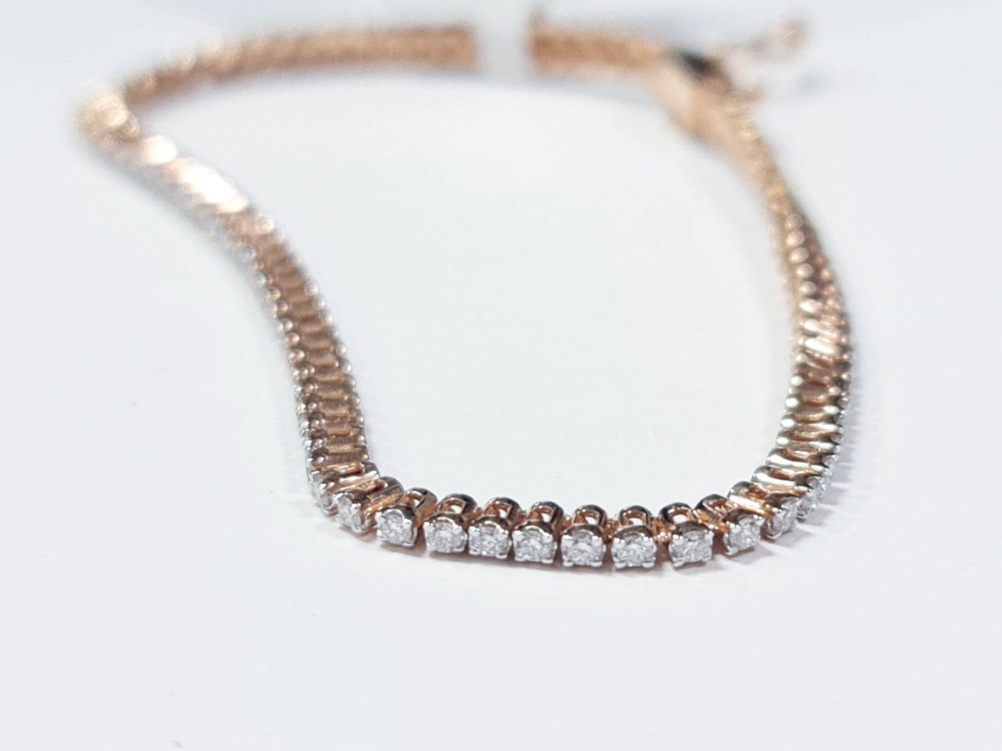 18Kt. Rose Gold Majestic Precious Round Lab Diamond 7 Inch Long Tennis Bracelet