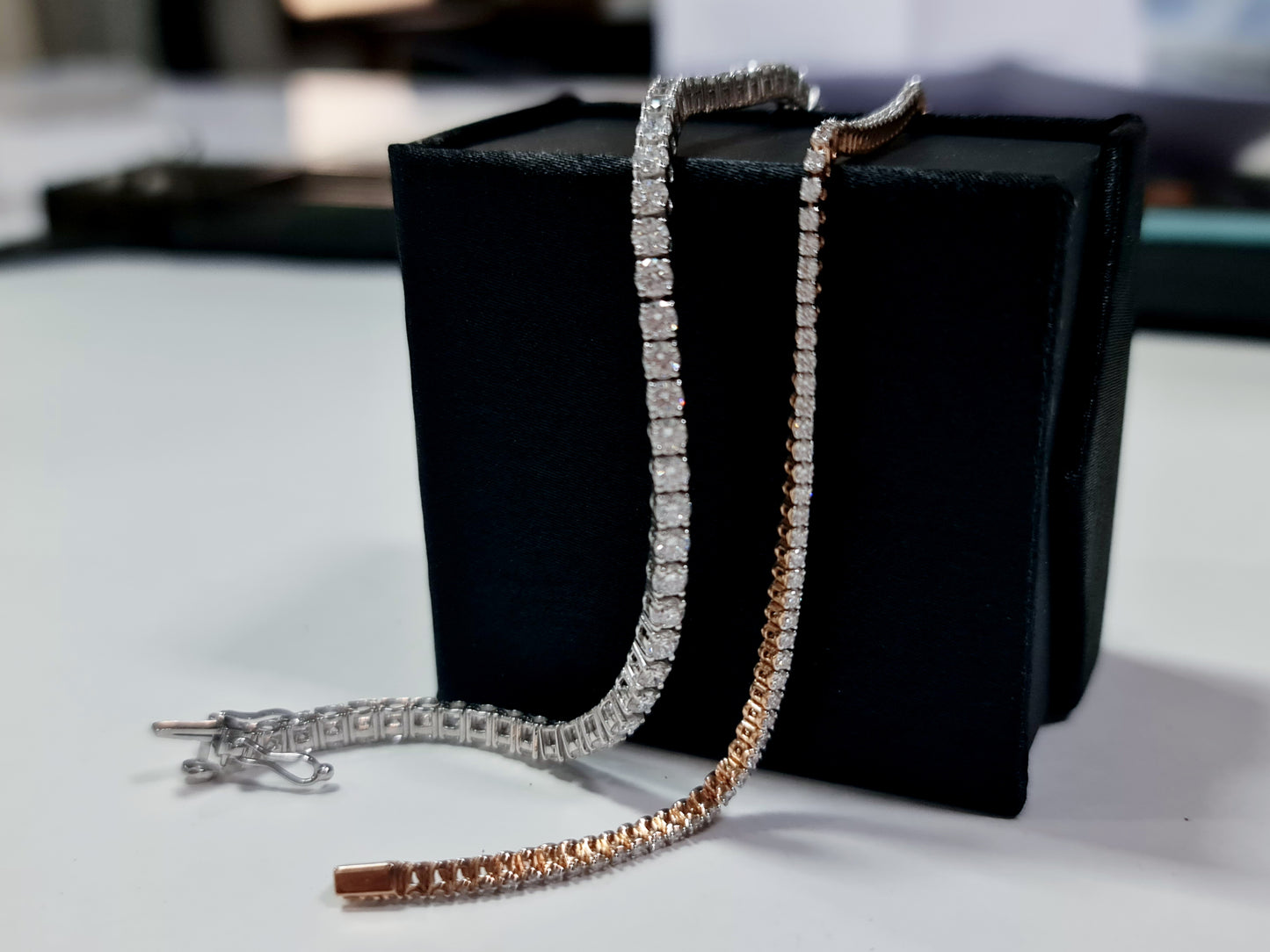 14Kt. Yellow Gold Majestic Precious Round Lab Diamond 7 Inch Long Tennis Bracelet