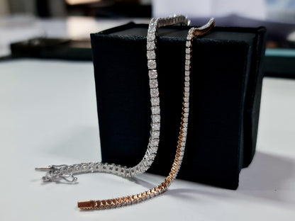 18Kt. White Gold Majestic Precious Round Lab Diamond 7 Inch Long Tennis Bracelet