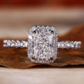 Lab Grown Elongated Radiant Cut White Diamond Halo Engagement Gold Ring