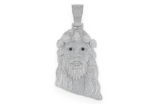 Large Baguette Crown Jesus Pendant 14K