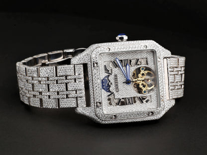 Luxury Cartier Watch in Real VVS Moissanite Diamond Watch, Handmade Stainless Steel Watch For Men/Women