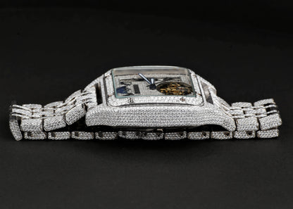 Luxury Cartier Watch in Real VVS Moissanite Diamond Watch, Handmade Stainless Steel Watch For Men/Women