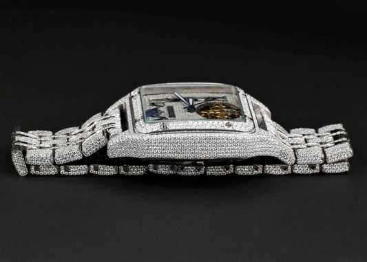 Luxury Cartier Watch in Real VVS Moissanite Diamond Watch, Handmade Stainless Steel Watch For Men/Women