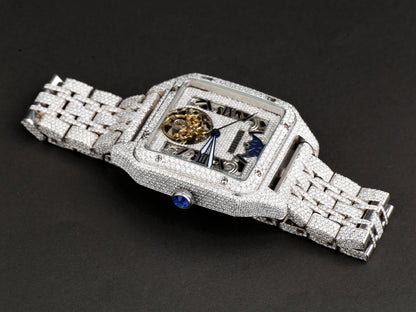 Luxury Cartier Watch in Real VVS Moissanite Diamond Watch, Handmade Stainless Steel Watch For Men/Women