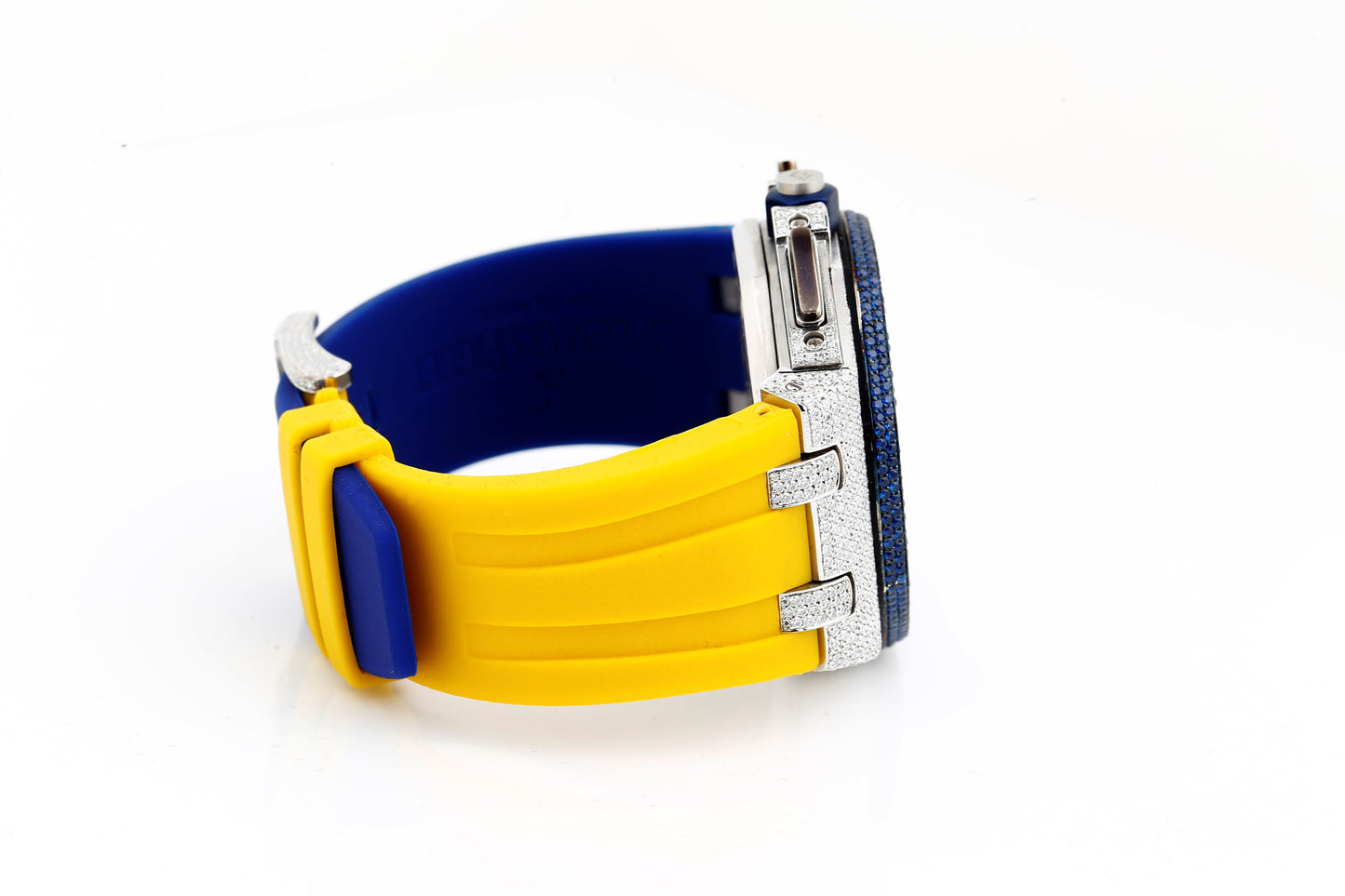 AP Blue and White VVS Moissanite Diamonds Multi Color Silicon Strap Hip Hop Watch