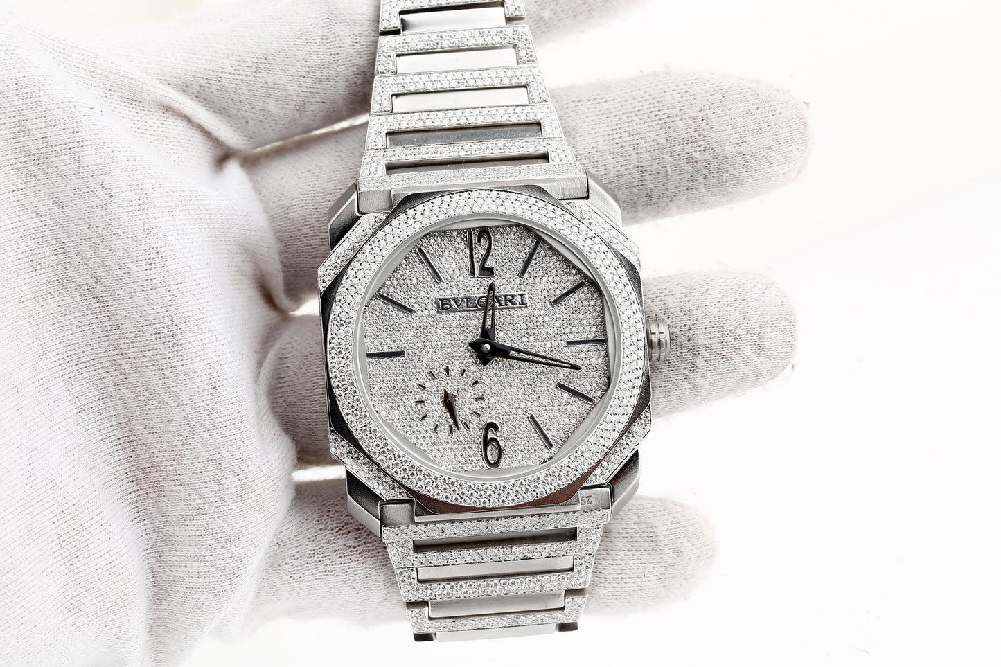 Iced Out Real VVS Moissanite White Diamonds Metal Strap Wrist Watch
