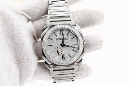 Iced Out Real VVS Moissanite White Diamonds Metal Strap Wrist Watch
